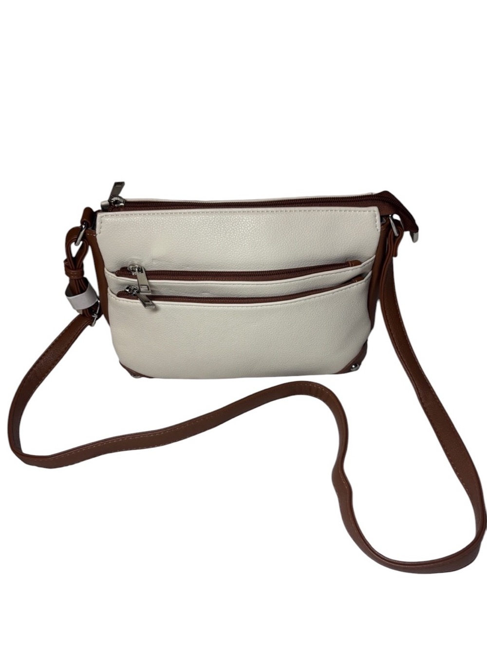 Westbronco Women's Cream and Brown Crossbody Bag - Classic Two-Tone Design NWT